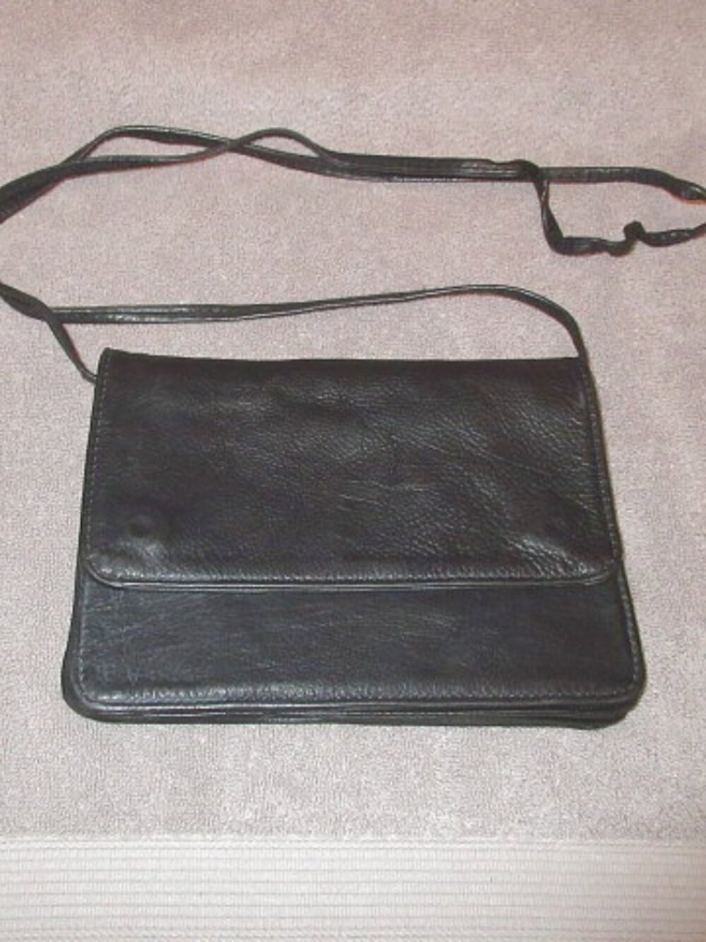 Vtg Pebbled Leather Crossbody Bag Expandable Convertible Clutch Flap Messenger